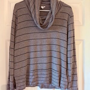 Women's Gray Striped Cowl Neck Top - Size L